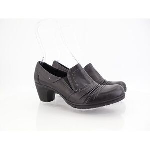 Earth Origins Maple Pump Shootie Women's Size 9 Black Leather Block Heel Shoe